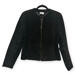 Vintage Suede Leather Zip Closure Jacket